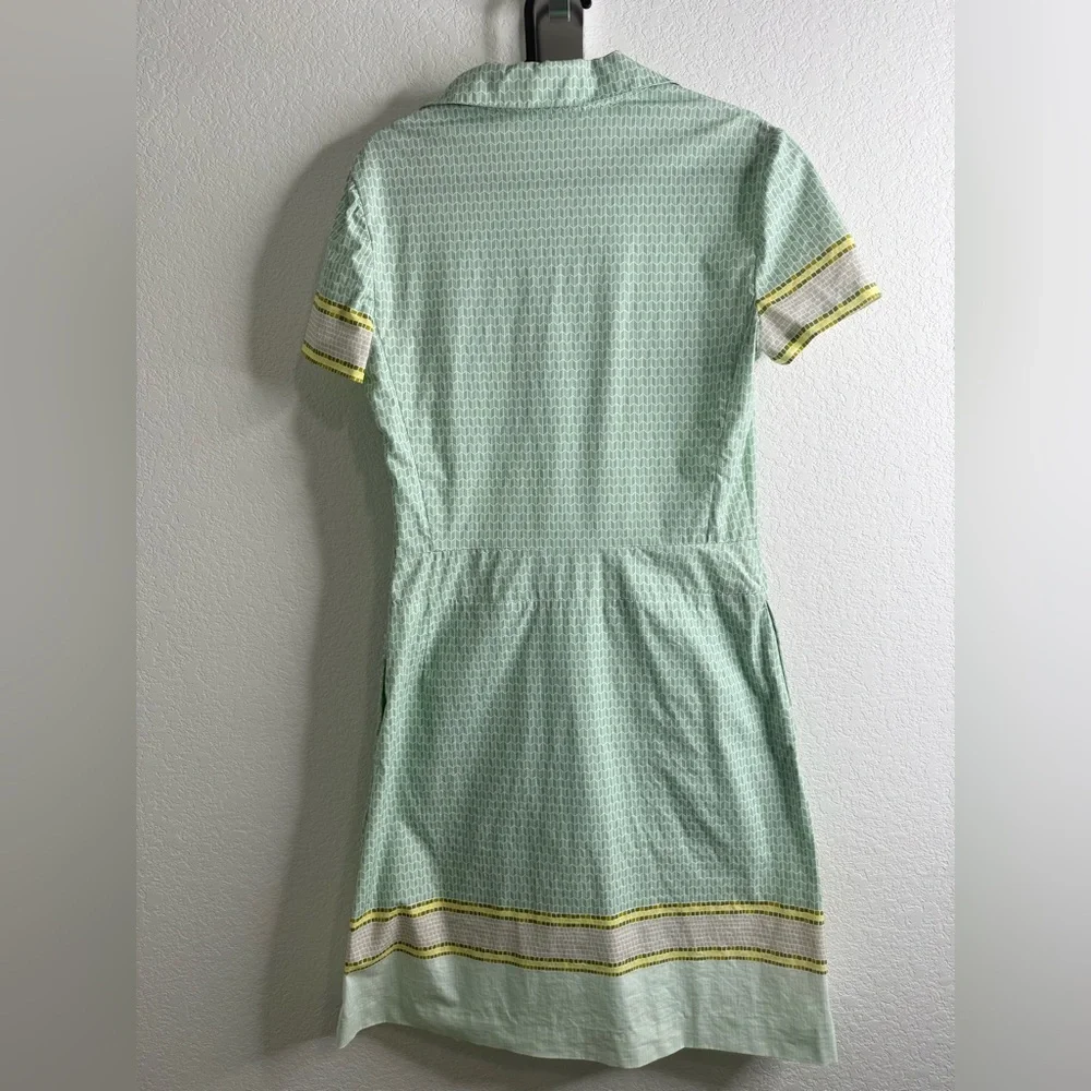 Tory Burch Emmy green pleated cotton stretch shirt dress Sz 4